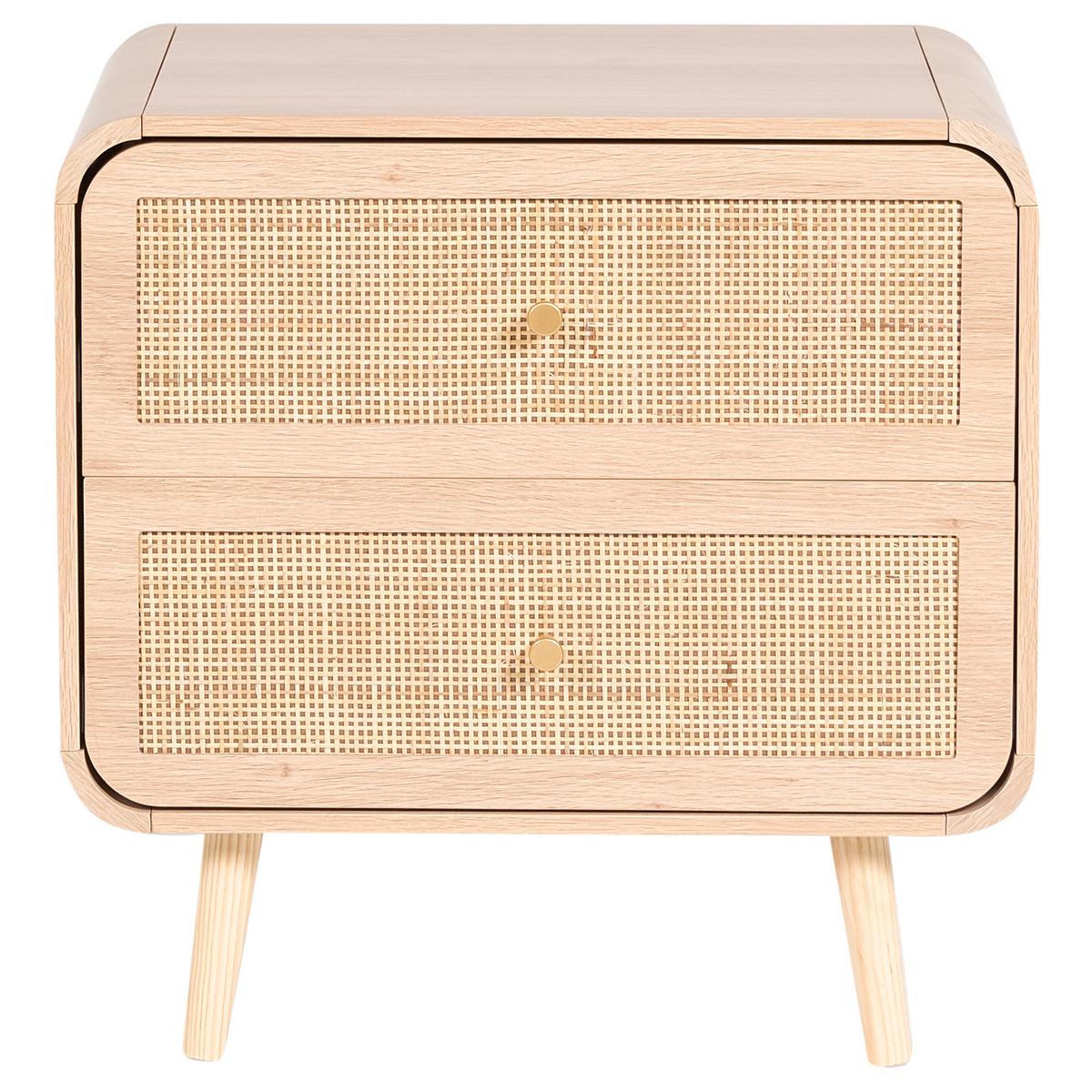 NACHTTISCH mit 2 Schubladen Hellbraun Scone - Hellbraun, Holzwerkstoff (55/56/38cm) - Beliani