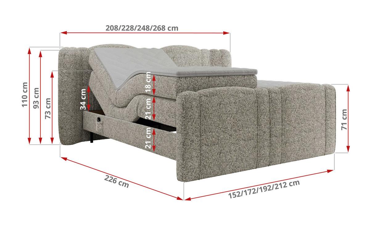 BOXBETT FORTINA 160/200 - Beige Struktur - H3 - Beige, Holz/Textil (160/200cm) - MKS