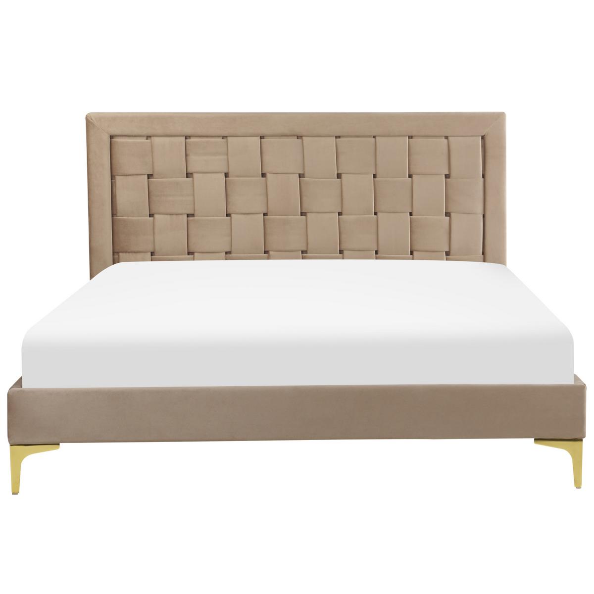 DOPPELBETT 140/200cm Taupe Limoux - Taupe, Textil (140/200cm) - Beliani
