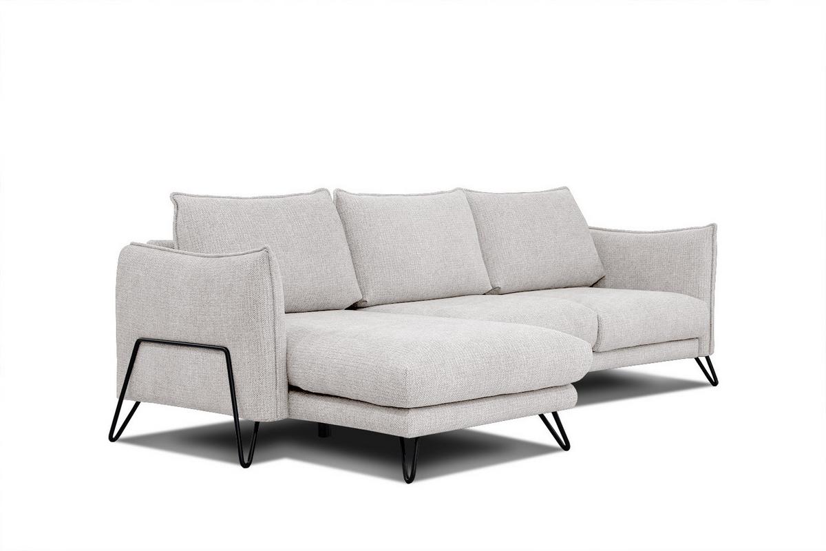 ECKSOFA HOSTEN 4-Sitzer, creme - Creme/Schwarz, Holzwerkstoff/Textil (158/269cm) - Wozimo