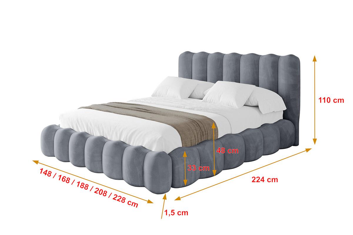 POLSTERBETT mit Bettkasten und Lattenrost, Boxbett ohne Matratze - SORA 180x200 Grau - Grau, Holzwerkstoff/Textil (180/200cm) - ALTDECOR