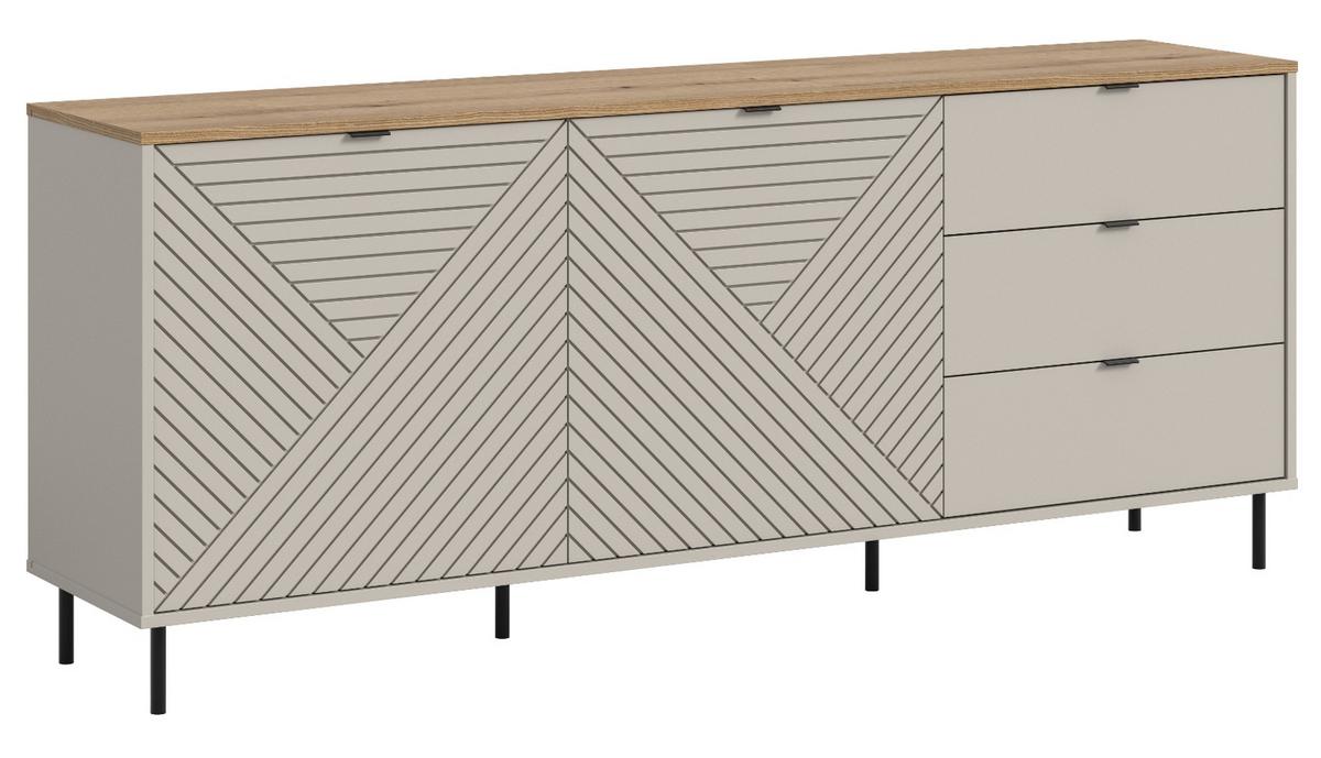SIDEBOARD Kaschmir, Evoke Eiche 184 x 95 cm, Kommode mit viel Stauraum - Kaschmir/Eichefarben, Holzwerkstoff/Metall (184/75/40cm) - Inn.Furn