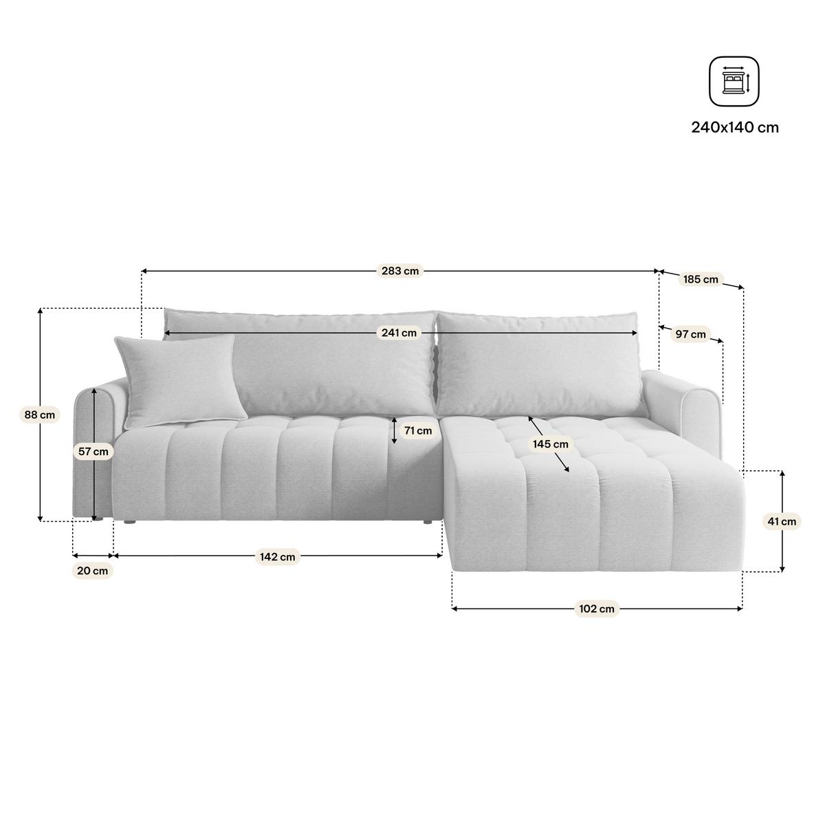 ECKSOFA FRIGA Olivgrün Strukturstoff mit Schlaffunktion - Olivgrün, Holz (283/185cm) - MASSENO