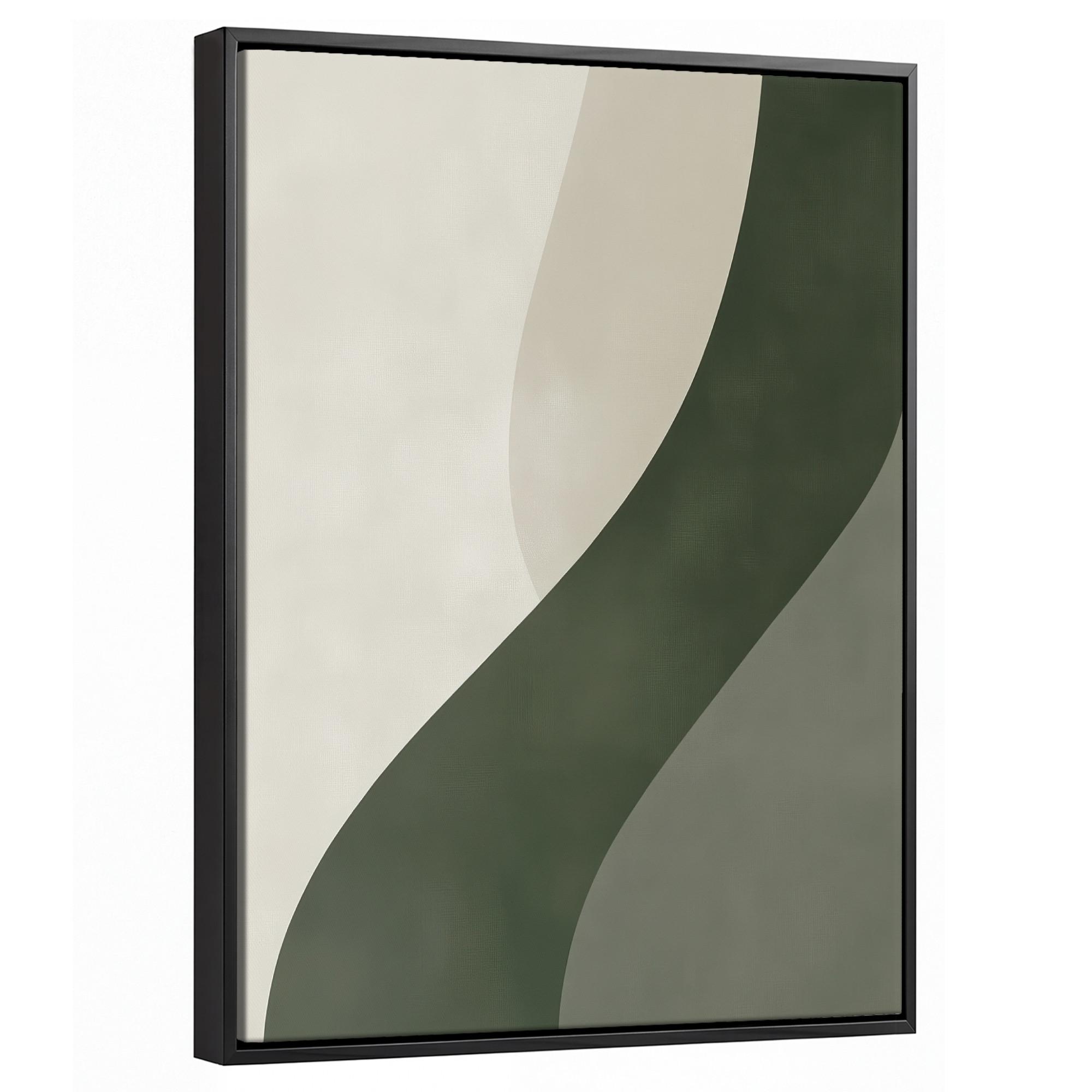 LEINWAND Bilder mit Rahmen - Japandi - Grün - Abstrakt - Modern - 30x40 - Salbeigrün, Textil (30/40cm) - MuchoWow