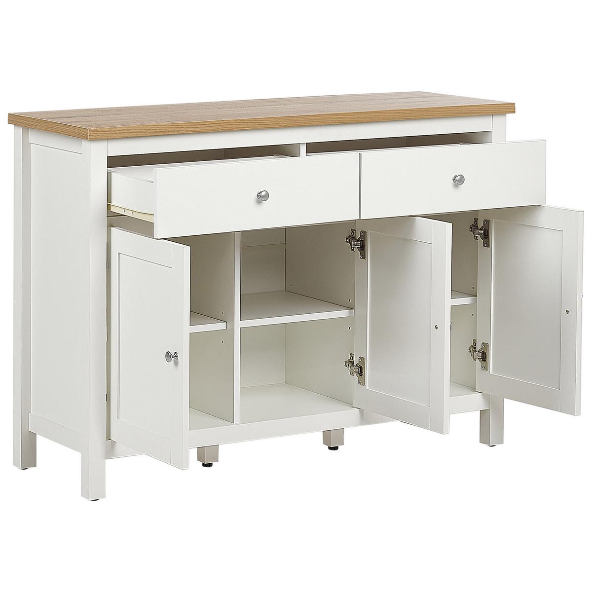 SIDEBOARD mit 3 Türen Cremeweiß Atoca - Creme, Holzwerkstoff (113/81/39cm) - Beliani