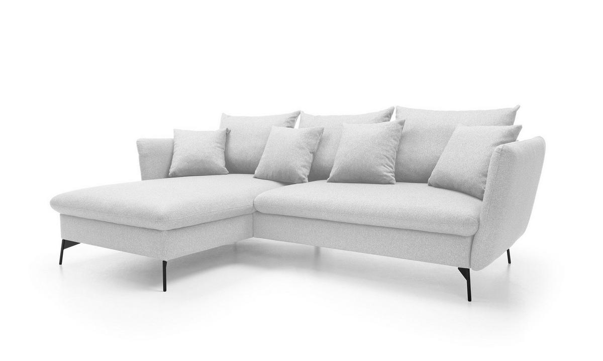 ECKSOFA FERRO Grau Geflochtener Stoff mit Schlaffunktion - Grau, Holz (258/167cm) - MASSENO