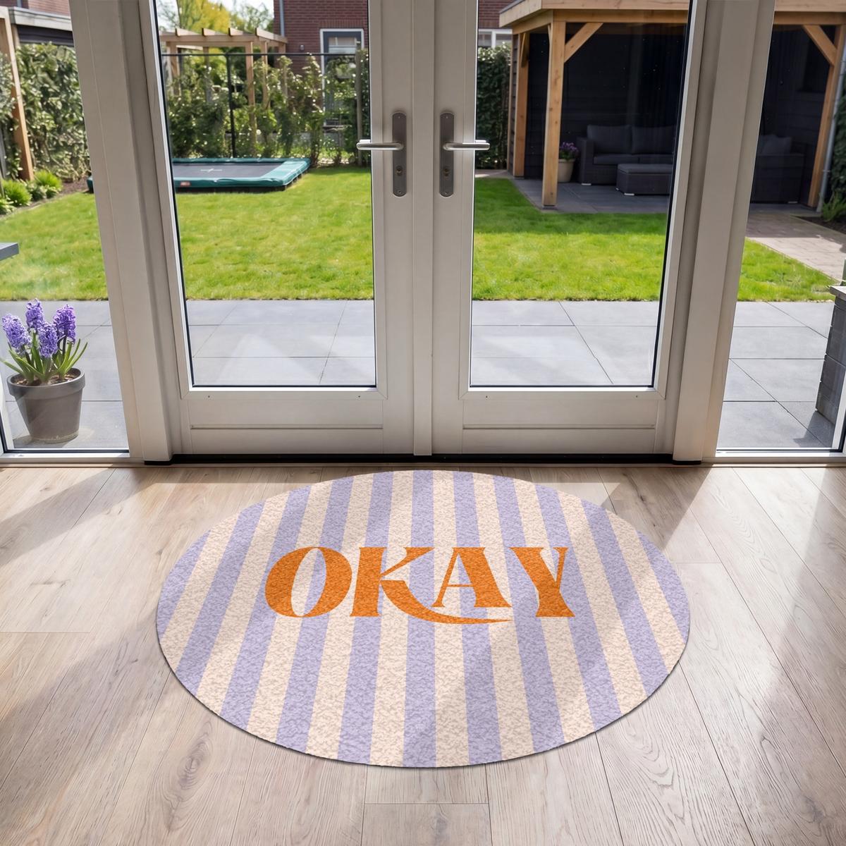 FUSSMATTE Lila – Orange – Streifen – Okay 120x120 cm - Flieder, Kunststoff (120/0.4cm) - MuchoWow