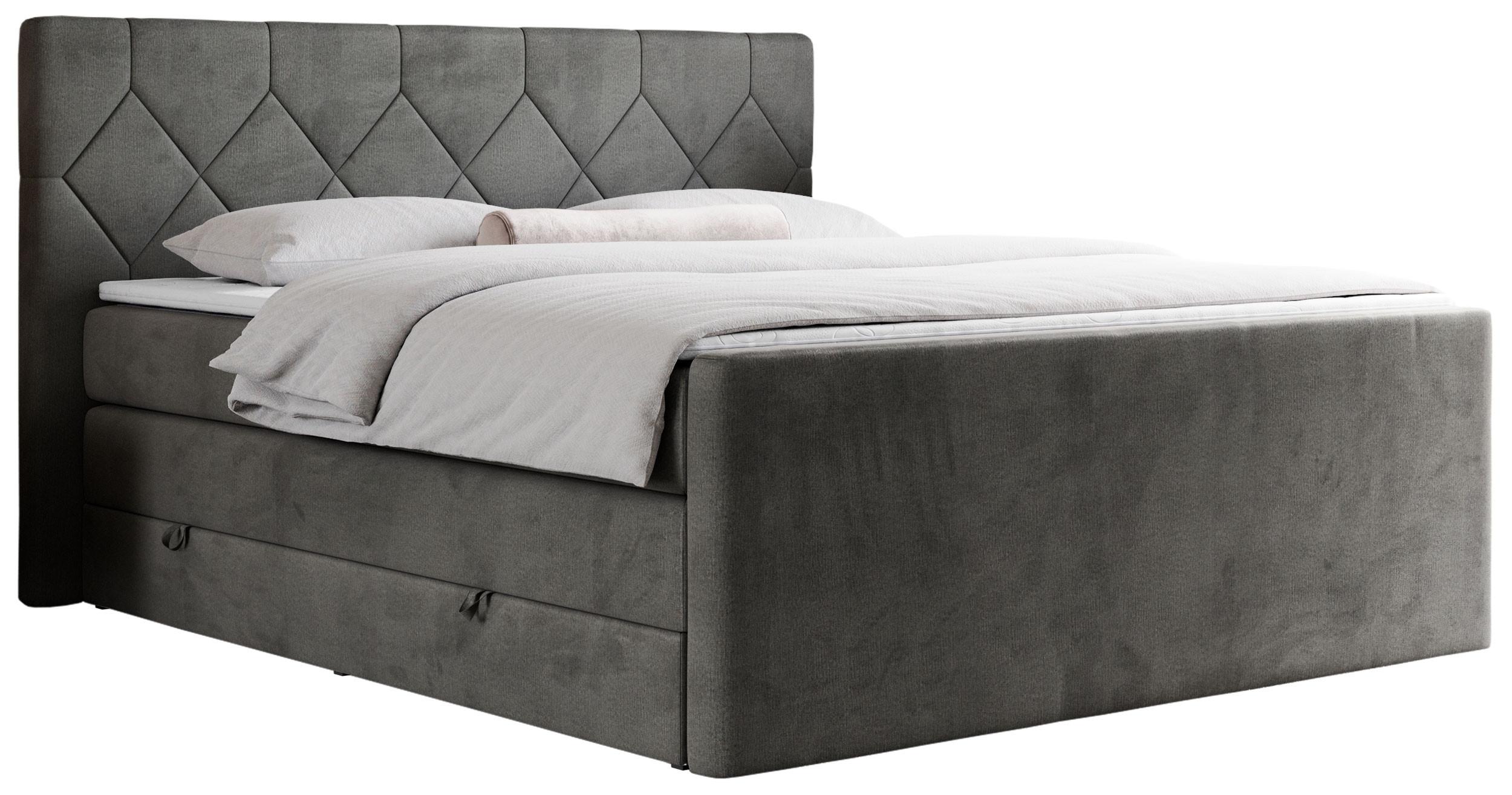 BOXSPRINGBETT KING EIGAR 120/200 Dunkelgrau Velvet - H3 - Dunkelgrau, Holz/Textil (120/200cm) - MKS