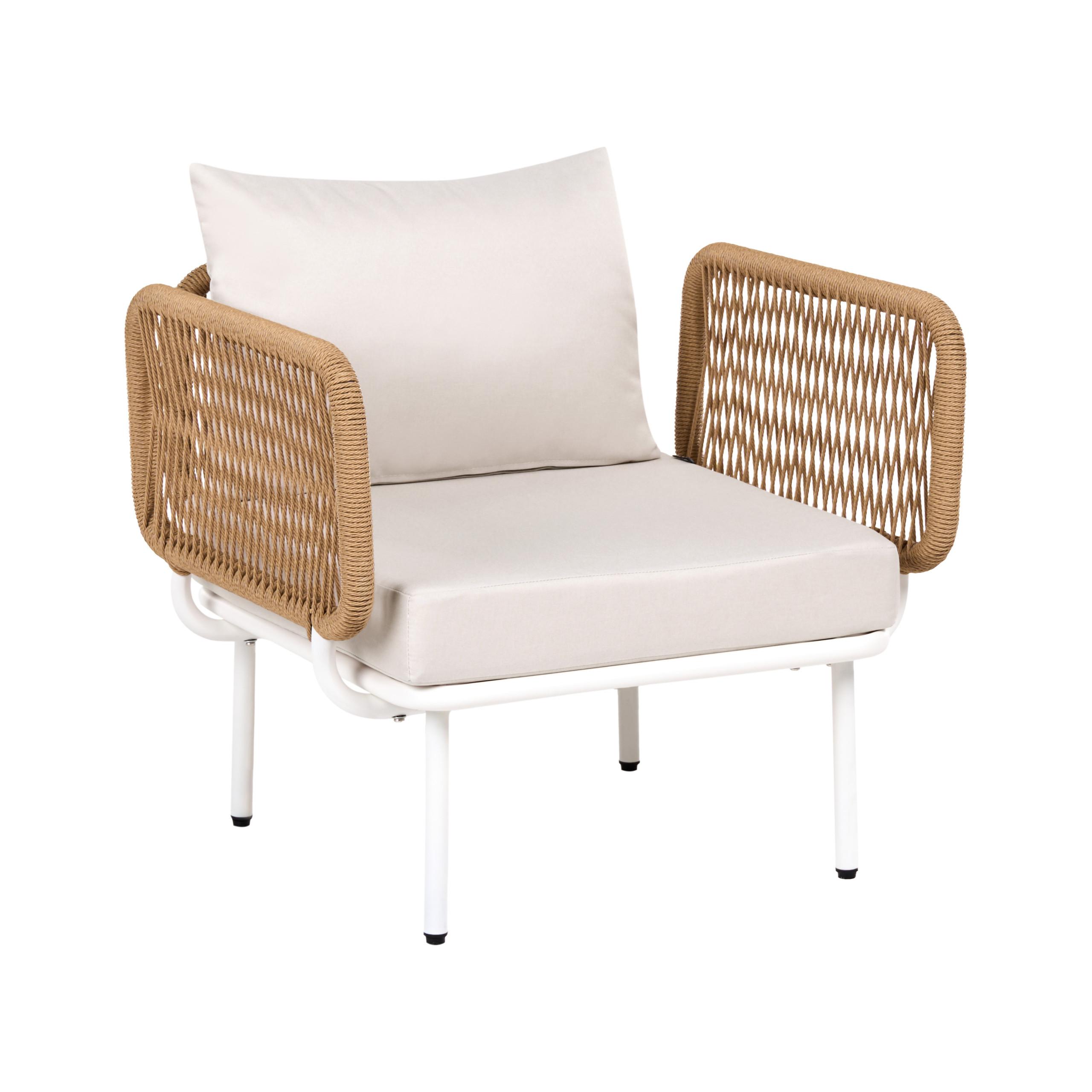 GARTENSESSEL Hellbeige Baucina - Beige/Weiß, Metall (77/75/68cm) - Beliani