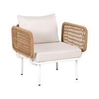 GARTENSESSEL Hellbeige Baucina - Beige/Weiß, Metall (77/75/68cm) - Beliani