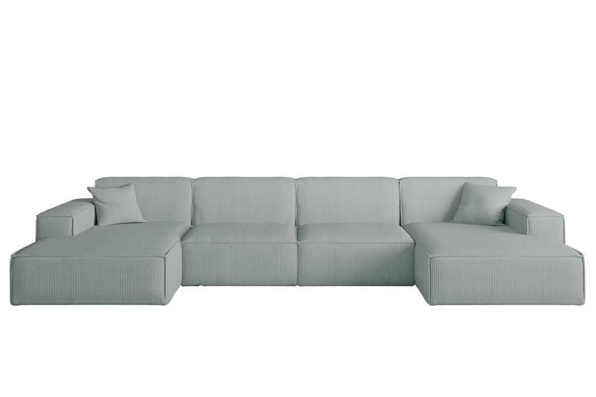 WOHNLANDSCHAFT U-form Celes Premium Stoff Scala - Pastellblau, Holzwerkstoff/Textil (379/73/165cm) - Fun Möbel