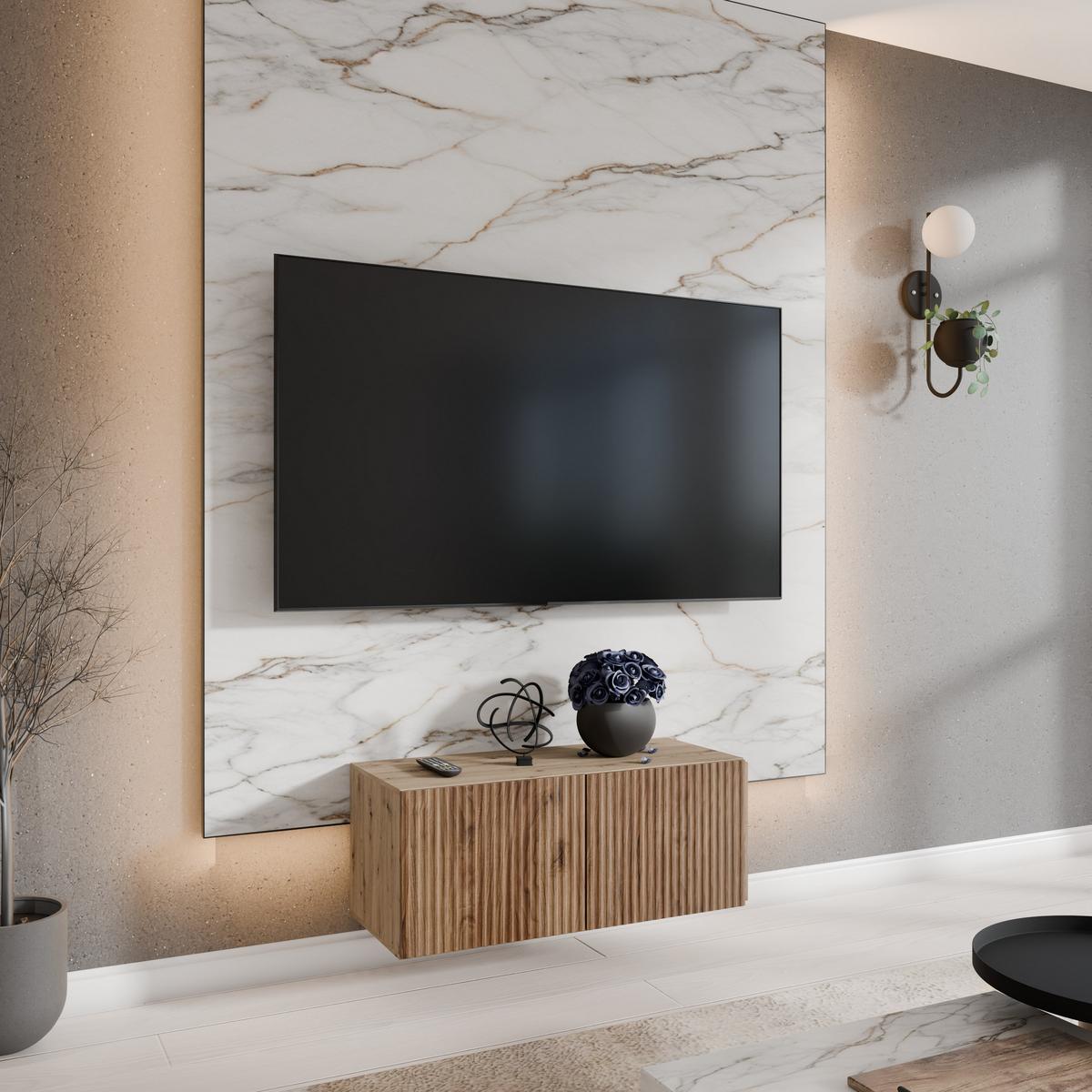 LOWBOARD VAREN 100/41/40 cm, Hängender TV-Schrank Eiche Artisan / Eichefarben - Eichefarben/Braun, Holzwerkstoff (100/41/40cm) - MASSENO