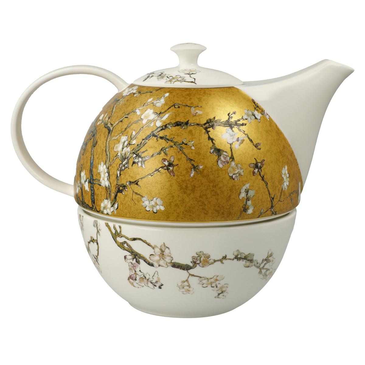 TEEKANNE MIT STÖVCHEN Vincent van Gogh - Mandelbaum bunt 1,2 l - Multicolor, Keramik (1.2L) - Goebel