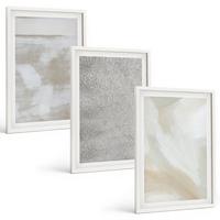 BILDER SET 3er Set - 40x60 cm Weißer Rahmen - Abstraktes modernes Design - Weiß, Kunststoff (40/60cm) - TULUP