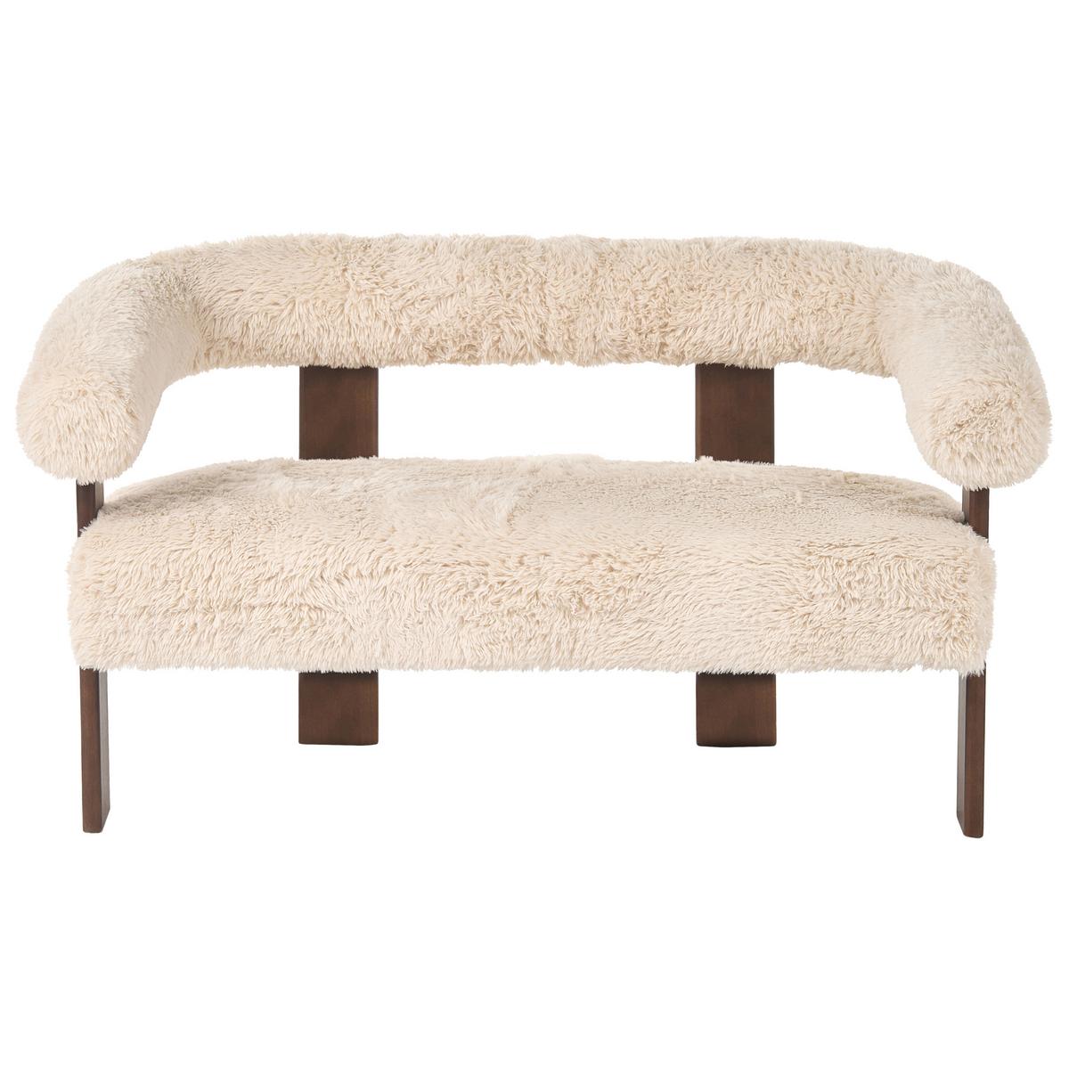 2-SITZER-SOFA Webpelz Cremeweiß/Dunkelbraun Ilbro - Creme, Textil (138/76/68cm) - Beliani