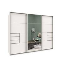 SCHWEBETÜRENSCHRANK 3-türig B273/H213/T64 cm, Weiß/Spiegel, Passepartout-Kleiderschrank mit Schubladen & Vollausstattung / 22619 - Weiß, Holzwerkstoff/Metall (273/213/64cm) - luma-home