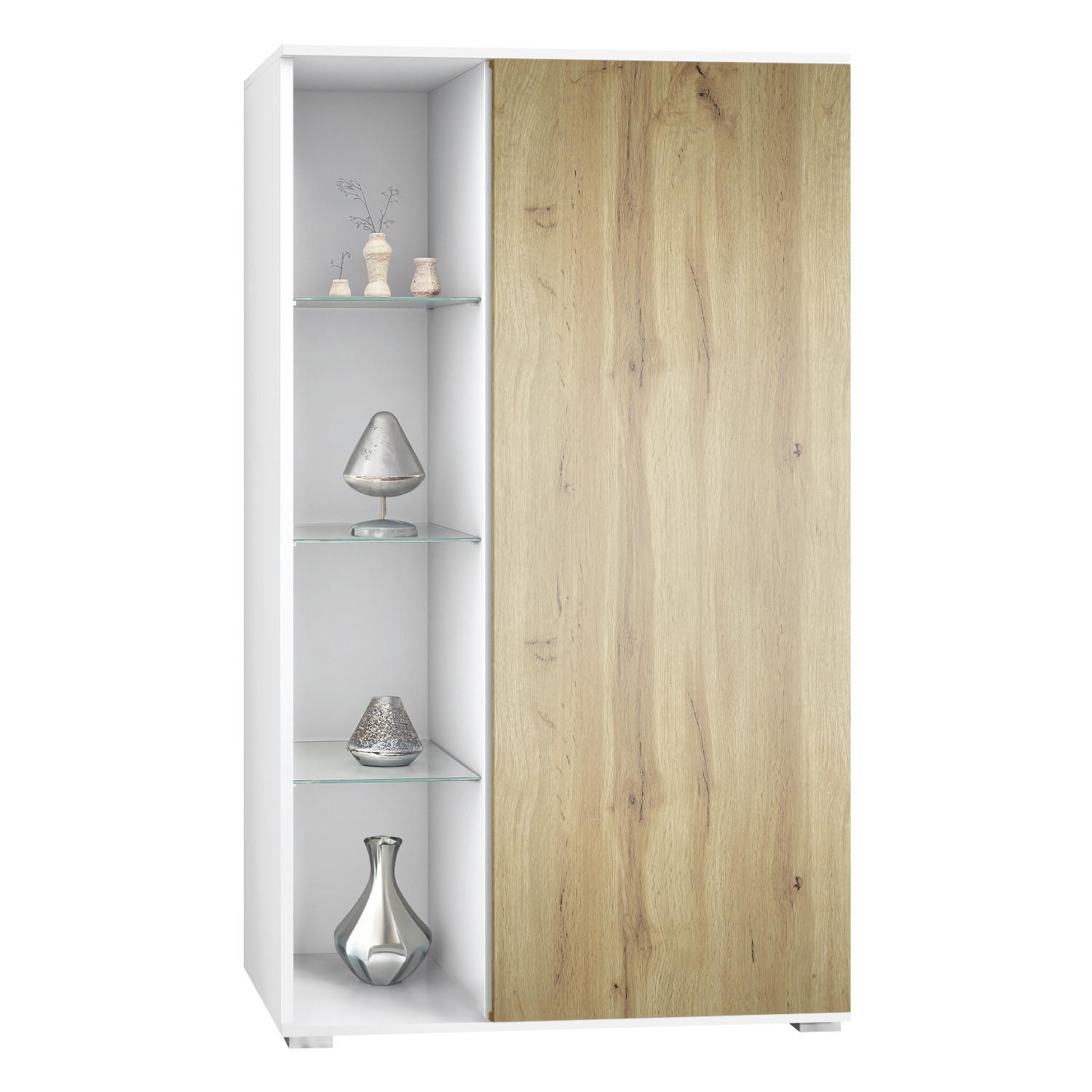 VITRINE Davos Eiche Wotan - Eiche Wotan, Holzwerkstoff (71.5/134/35cm) - Vladon