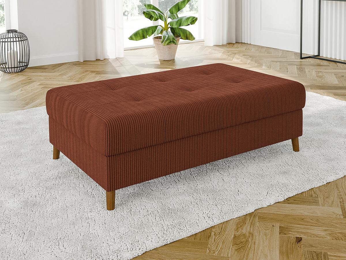 ECKSOFA inkl. Hocker Alma Terrakotta Cord - Ottomane rechts - Terracotta/Braun, Holz/Textil (231/161cm) - S-Style Möbel