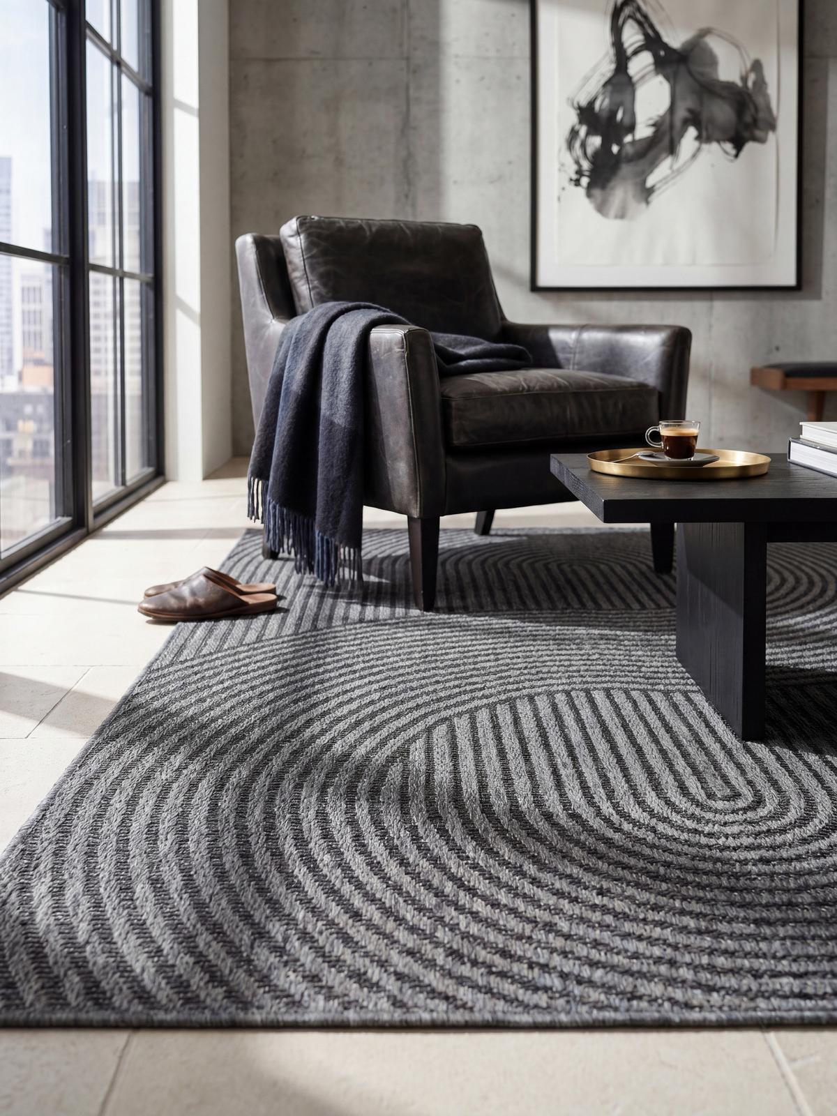 FLACHWEBTEPPICH Geometrisch BORNO Polypropylen Anthrazit 120 x 170 cm - Anthrazit, Textil (120/170cm) - KADIMA DESIGN