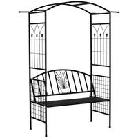 SITZBANK, Bogendach, 154 x 60 x 205 cm, Metall, Schwarz - Schwarz, Metall (60/205/154cm) - Outsunny