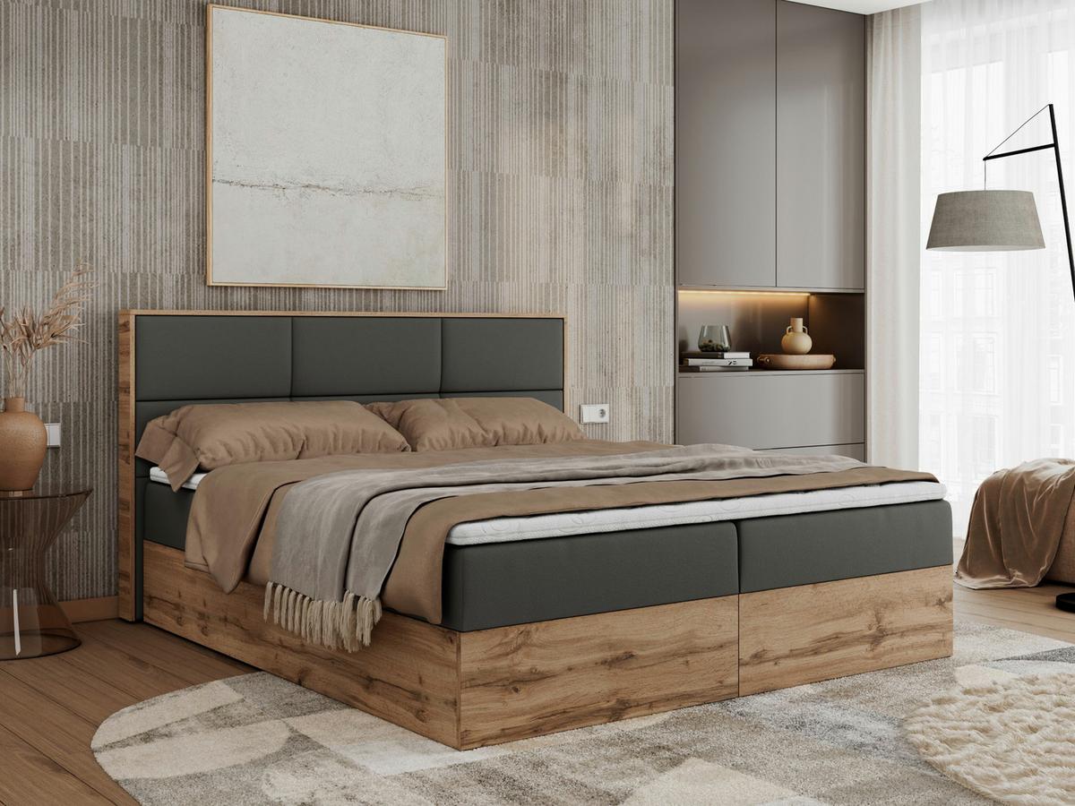 BOXBETT ALBERO 2 - 120/200 Dunkelgrau Kunstleder - H4 - Dunkelgrau, Holz/Textil (120/200cm) - MKS