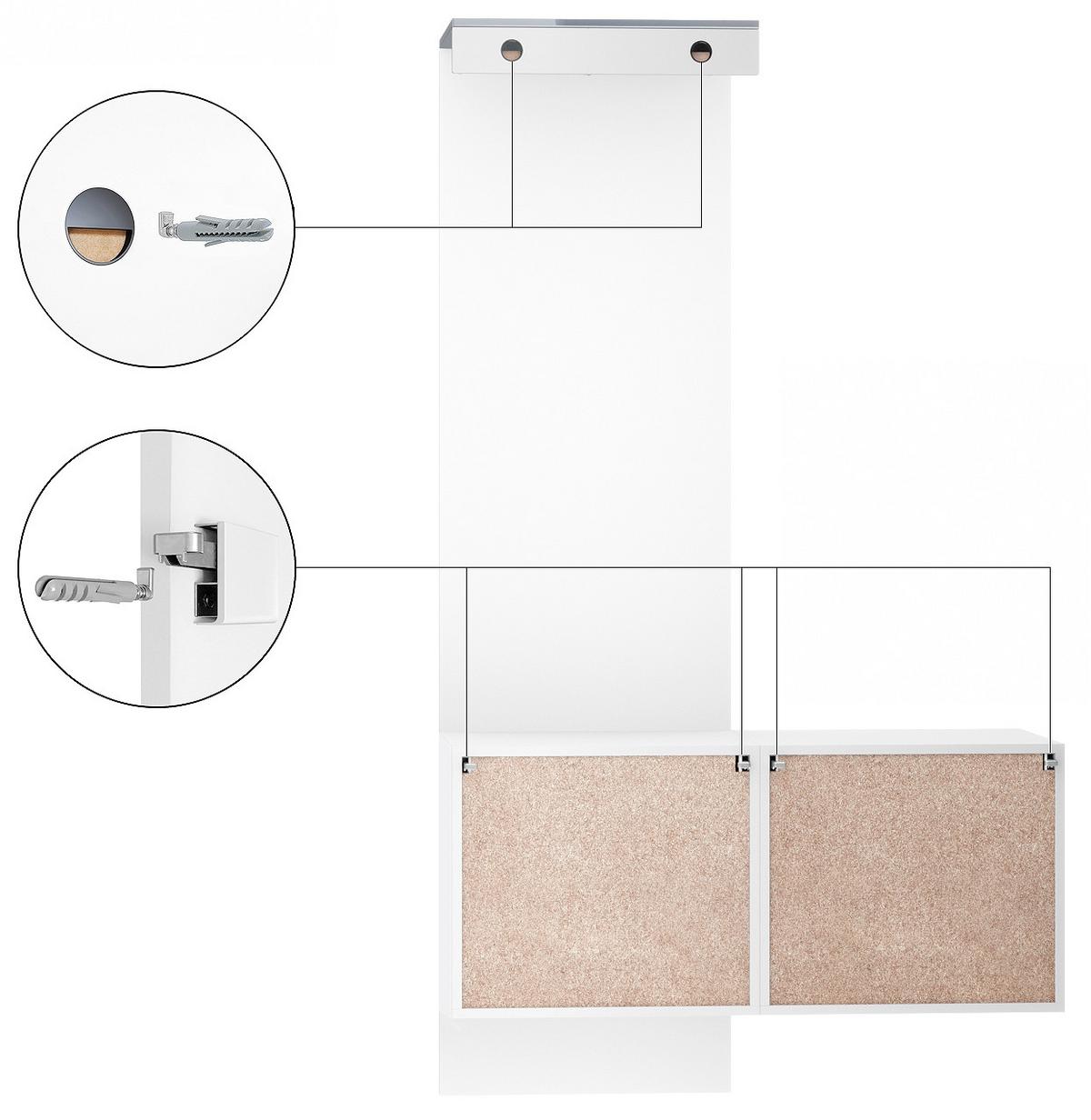 GARDEROBE Carlton - Hellgrau, Holzwerkstoff (105/193/35cm) - Vladon