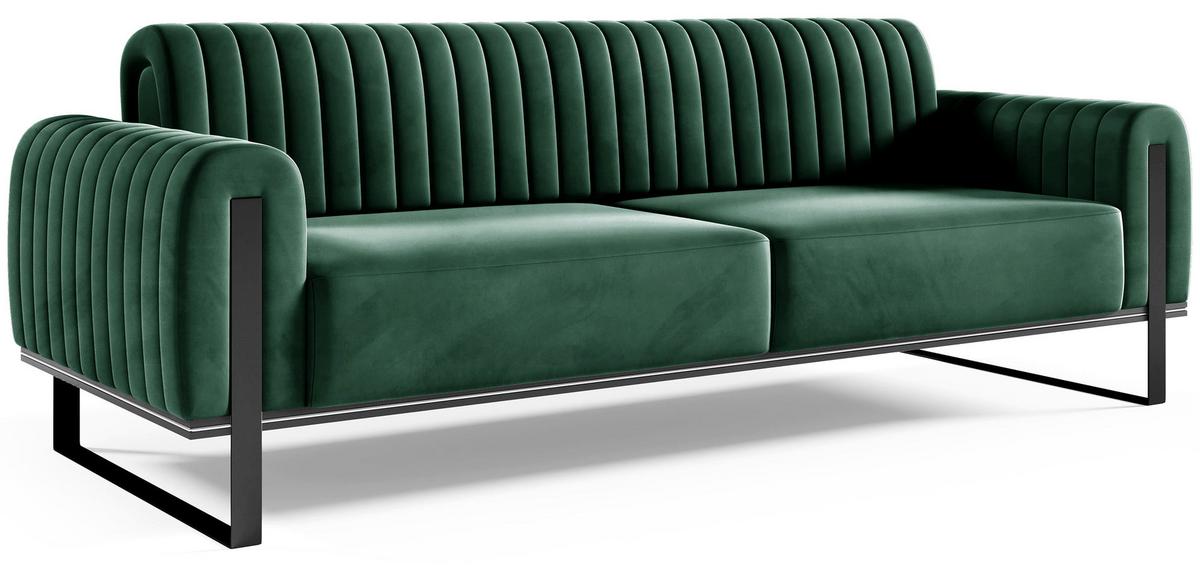 SOFA Parissa 228 cm - Schwarz/Grün, Textil/Metall (228/79/92cm) - Selsey