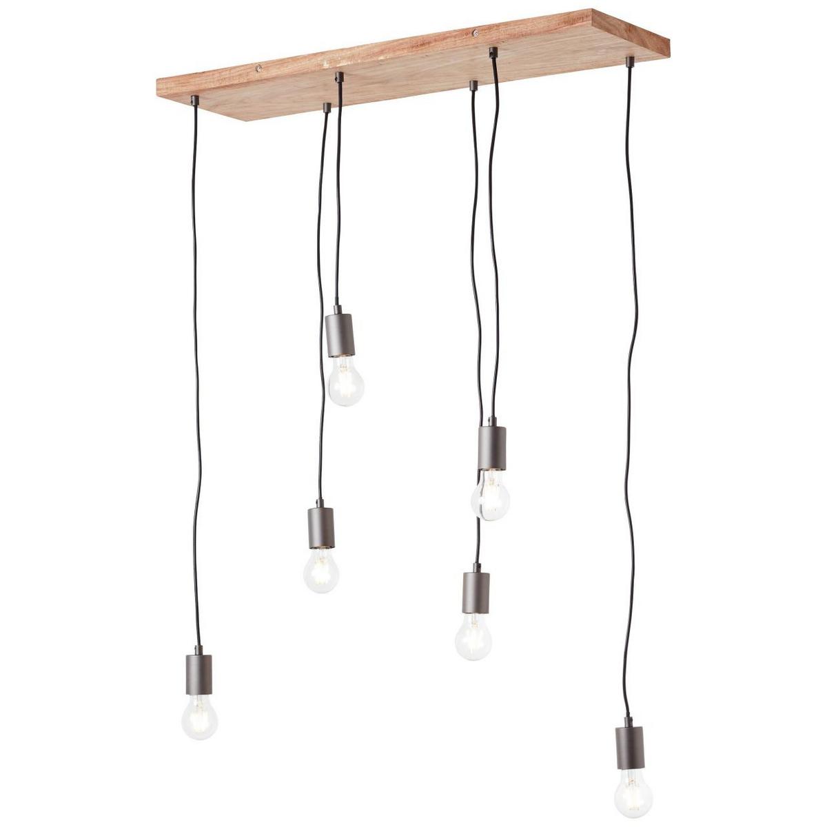 PENDELLEUCHTE Rustik 99542/76 - Schwarz, Holz (25/80/125cm) - Brilliant