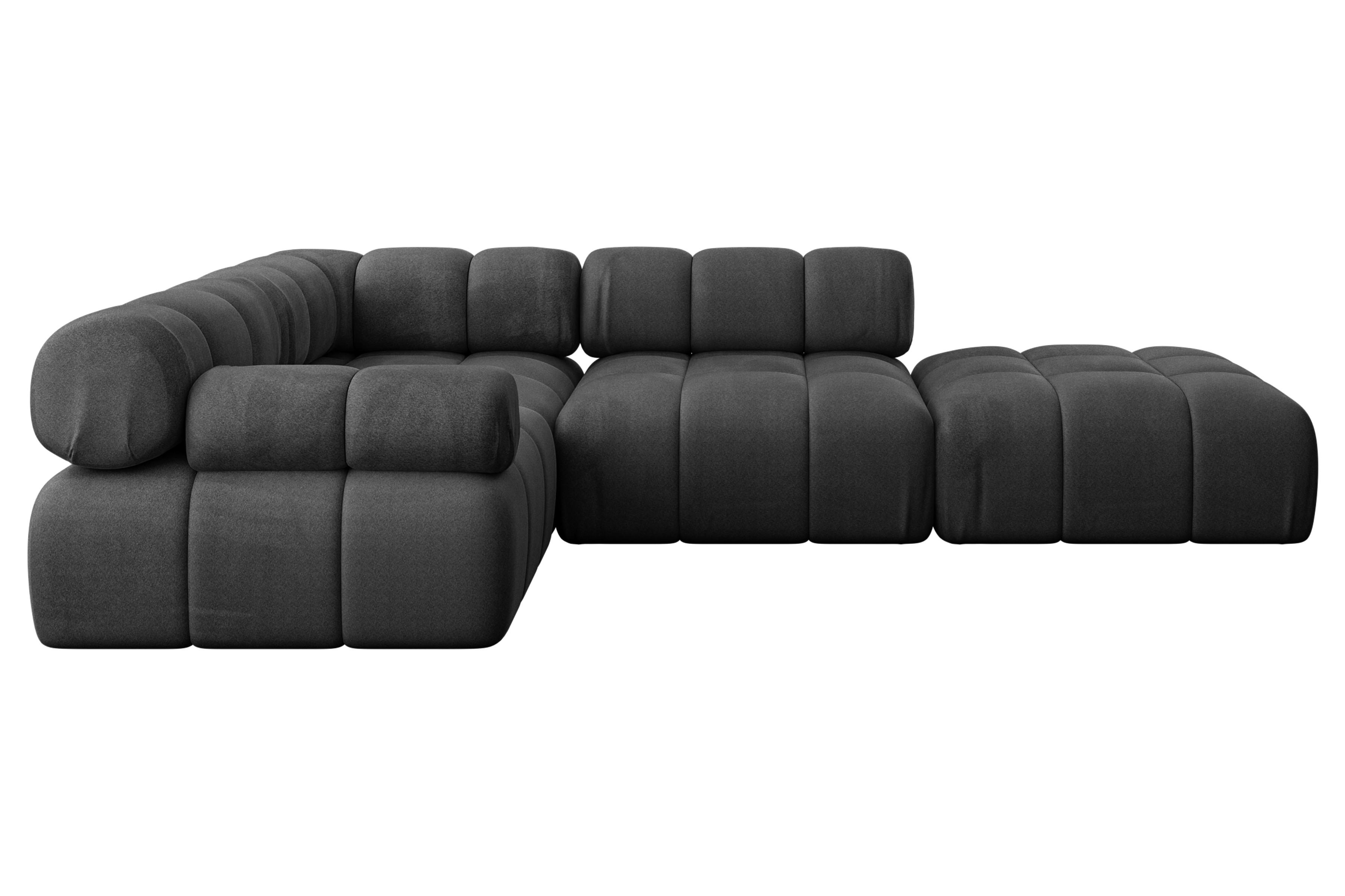ECKSOFA modulares Sofa Felto-L1 - 285x190x70 cm Schwarz Velours - Schwarz, Holzwerkstoff/Textil (285/190cm) - ALTDECOR