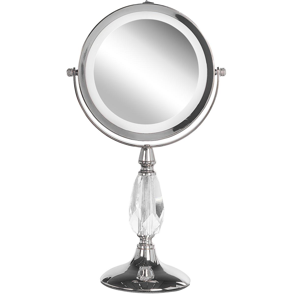 KOSMETIKSPIEGEL silber mit LED-Beleuchtung 18 cm Maury - Silberfarben, Metall (18/37/12cm) - Beliani