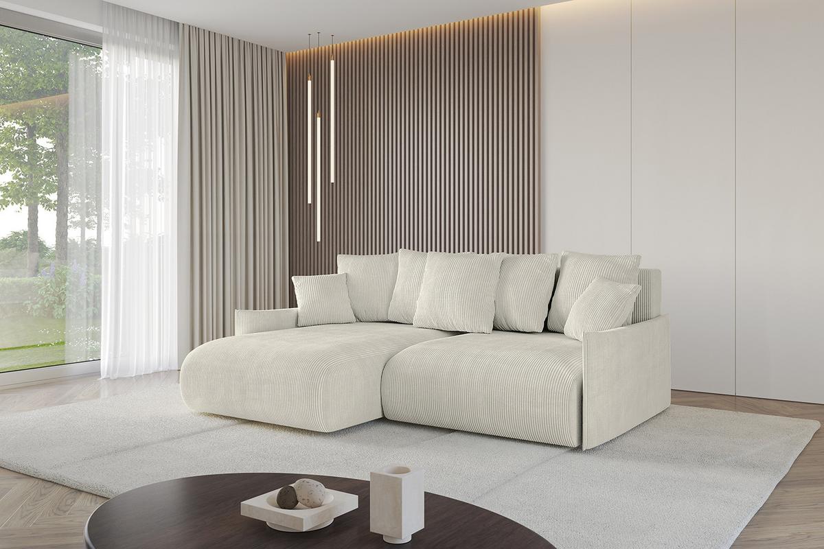 ECKSOFA Ottomane links ONESK-L -v1 216x177x72 Creme Cord - Ecru/Creme, Holzwerkstoff/Kunststoff (216/177cm) - ALTDECOR