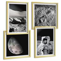 BILDER SET 4er Set - 50x50 cm & 40x60 cm Goldrahmen - Fußabdruck eines Astronauten auf dem Mond - Goldfarben, Kunststoff (50/50cm) - TULUP