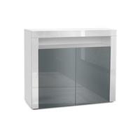 KOMMODE Valencia Grau Hochglanz / Weiß Hochglanz - Weiß/Grau, Holzwerkstoff (108/92/40cm) - Vladon