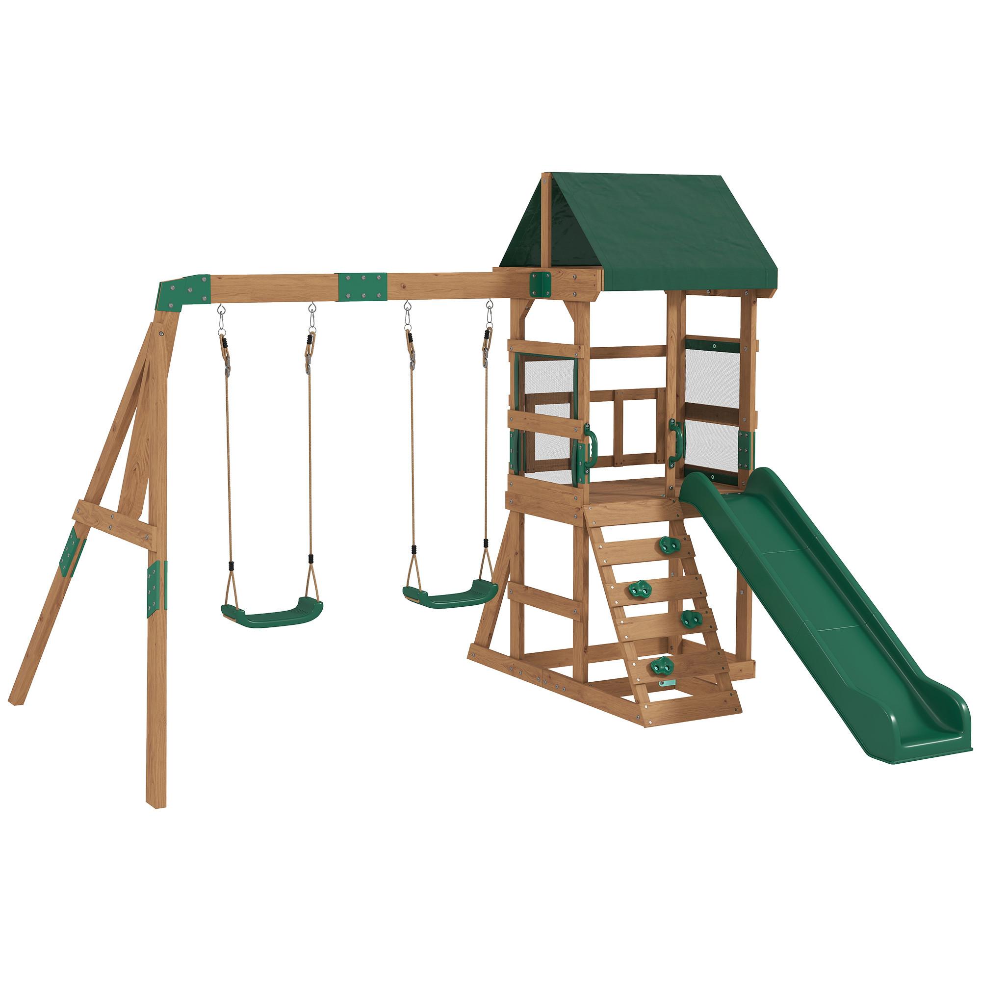 SCHAUKELGESTELL Holz Kunststoff Grün - Grün, Holz (284/233/315cm) - AIYAPLAY