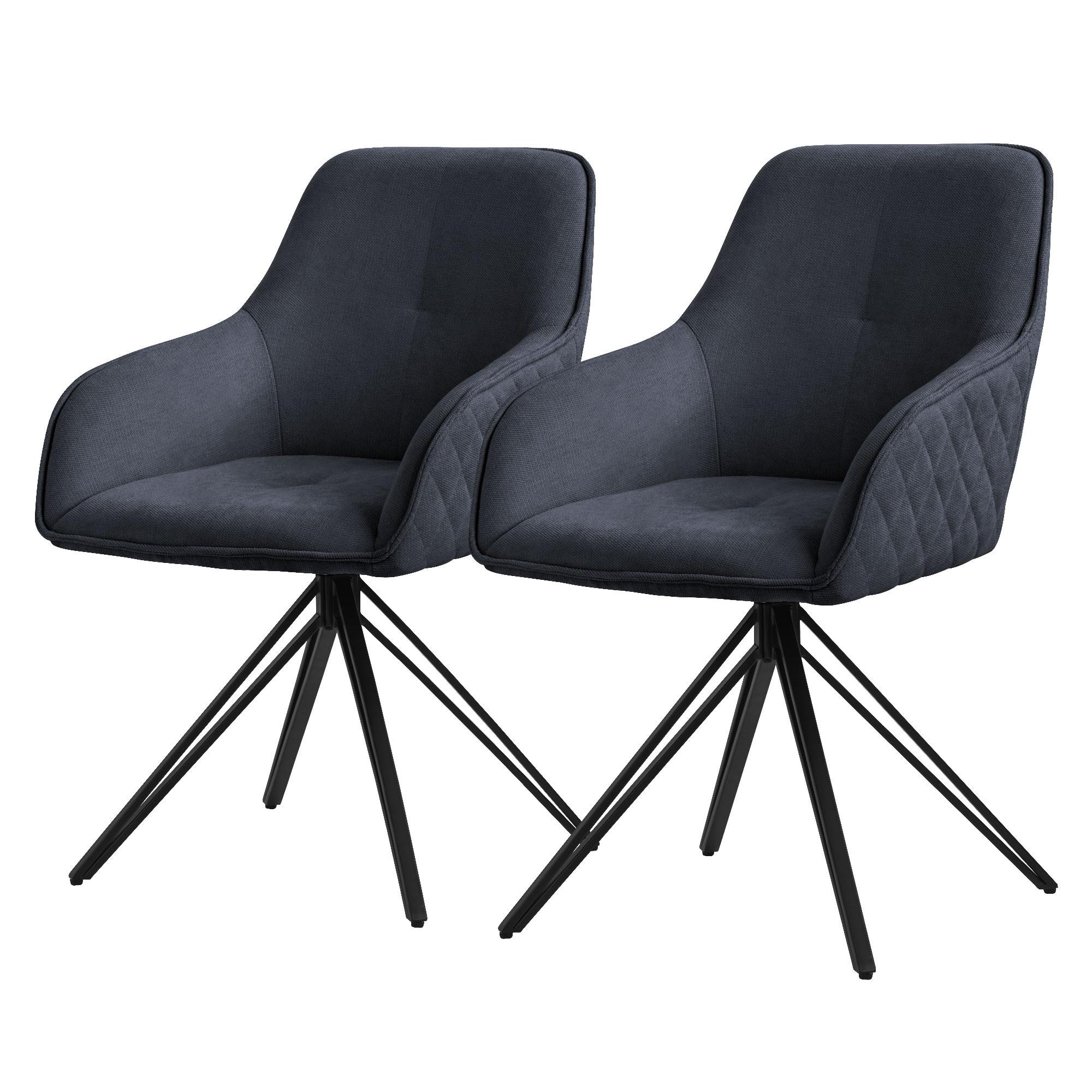 ESSZIMMERSTUHL 2er Set drehbar Anthrazit Webstoff - Anthrazit/Schwarz, Textil/Metall (61/84.5/57cm) - ML-DESIGN