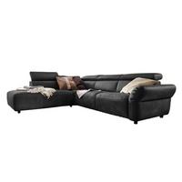 ECKSOFA MOTOR. SITZVORZUG RISO Schwarz Leder - Schwarz, Leder (263/240cm) - KAWOLA