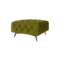 HOCKER Chesterfield Laura Olive Samt - Silberfarben/Olivgrün, Holz/Textil (80/45/80cm) - S-Style Möbel