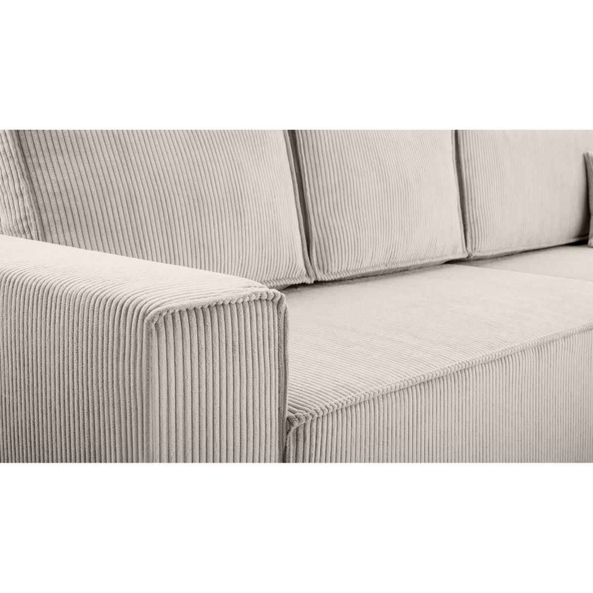 WOHNLANDSCHAFT Parys U mit Schlaffunktion creme - Creme/Schwarz, Kunststoff/Textil (390/70/185cm) - Beautysofa