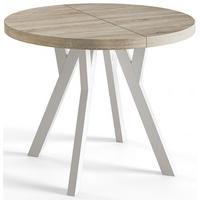RUNDER Esstisch ausziehbar – Moderner Wohnzimmertisch und Küchentisch – Tisch mit Stabile Konstruktion, Durchmesser 90 cm - 190 cm - Farbe Sonoma - Braun/Weiß, Holzwerkstoff (90/90/77cm) - Alpi-Möbel