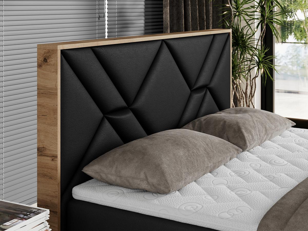 BOXBETT GUNAR - 140/200 Schwarz Kunstleder - H4 - Schwarz, Holz/Textil (140/200cm) - MKS