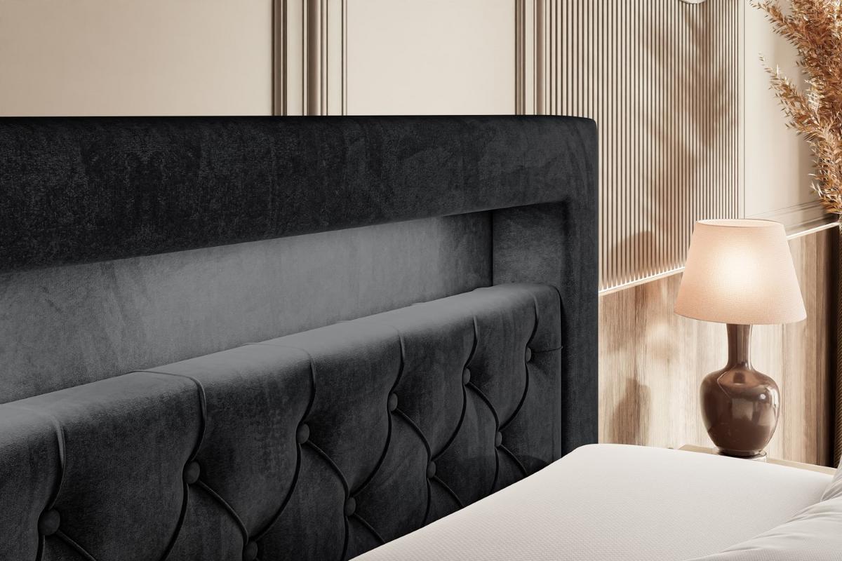 BOXSPRINGBETT NOEL GOLD KING - 180x200 - H3/H4 - Schwarz - Schwarz, Holzwerkstoff (180/200cm) - ALTDECOR