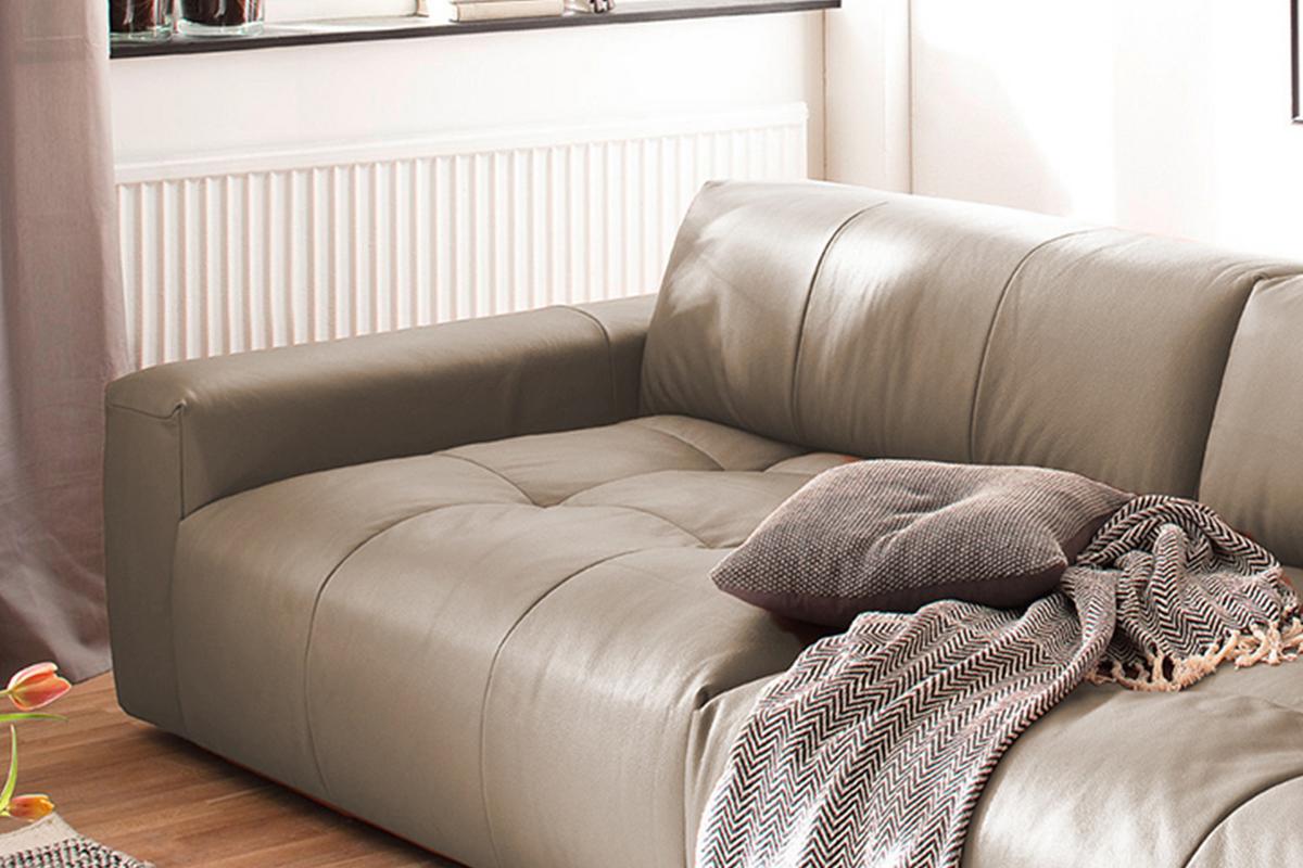 LEDERSOFA MIT SITZTIEFENVERSTELLUNG PALACE Taupe Leder Relaxfunktion - Taupe, Leder (298/74/120cm) - KAWOLA