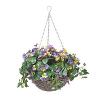 KUNSTBLUMEN Stiefmütterchen in Blumenampel, 60 cm - Lila, Kunststoff (60cm) - Homescapes