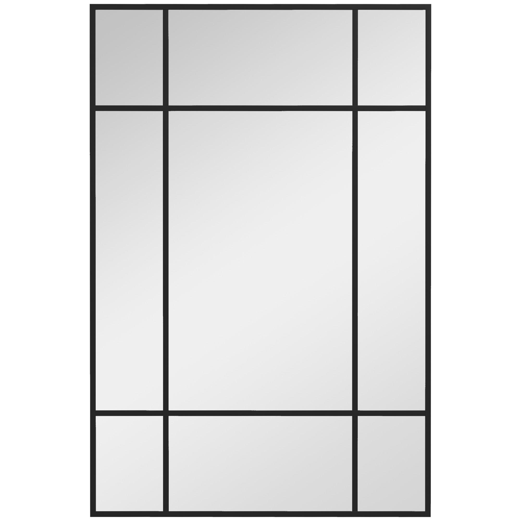 WANDSPIEGEL Glas Metall Schwarz - Schwarz, Metall (2/60/90cm) - HOMCOM