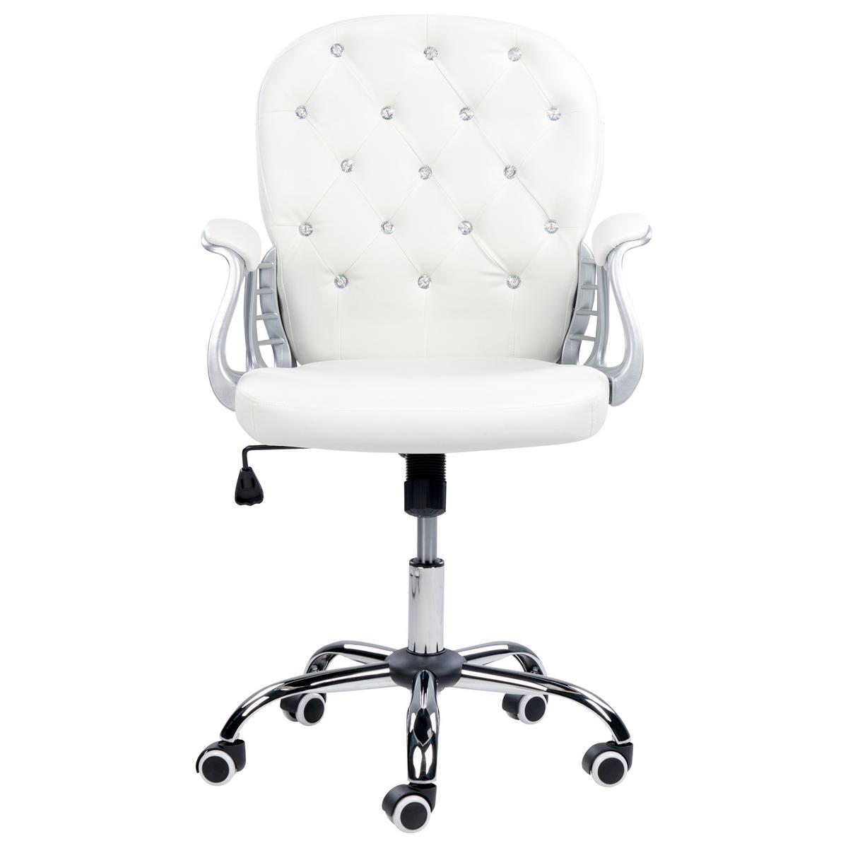 BÜROSTUHL Kunstleder Weiß Princess - Weiß, Textil/Metall (60/98/60cm) - Beliani