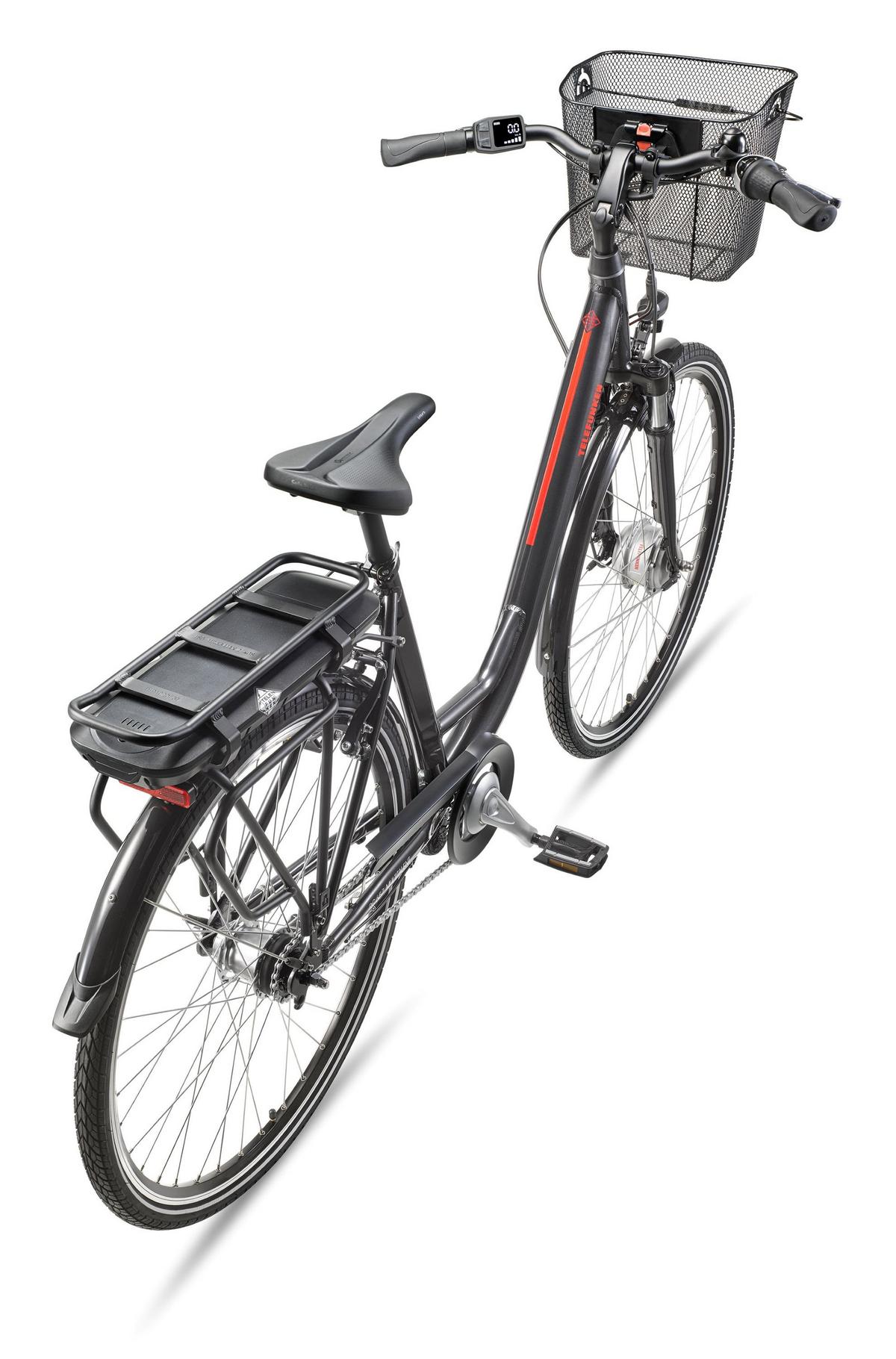 E-BIKE Cityrad Multitalent RC657 28 Zoll Elektrofahrrad 536,5 Wh Frontmotor 7-Gang-Kettenschaltung - Anthrazit, Metall (110cm) - Telefunken