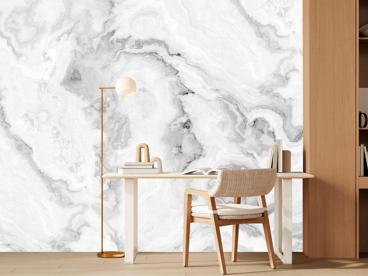 FOTOTAPETE für Wohnzimmer Abstraktion Grauer Marmor Wand 150x105 - Grau, Papier (150/105cm) - Muralo