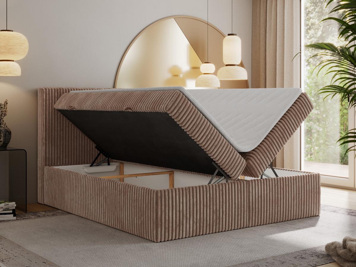 BOXBETT TILIANO 200/200 - Braun Cord - H3 - Braun, Textil (200/200cm) - MKS