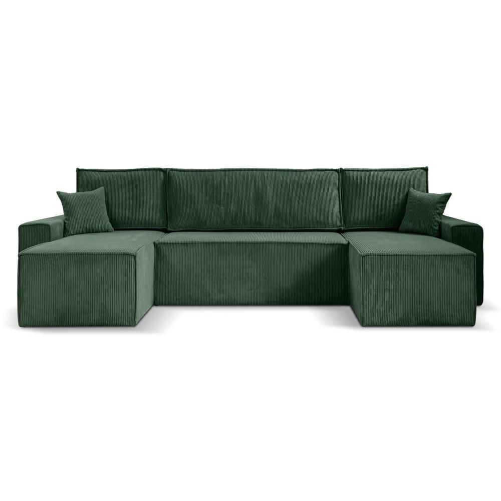 WOHNLANDSCHAFT Hektor U mit Schlaffunktion, 318 cm, grün - Schwarz/Grün, Kunststoff/Textil (318/94/152cm) - Beautysofa