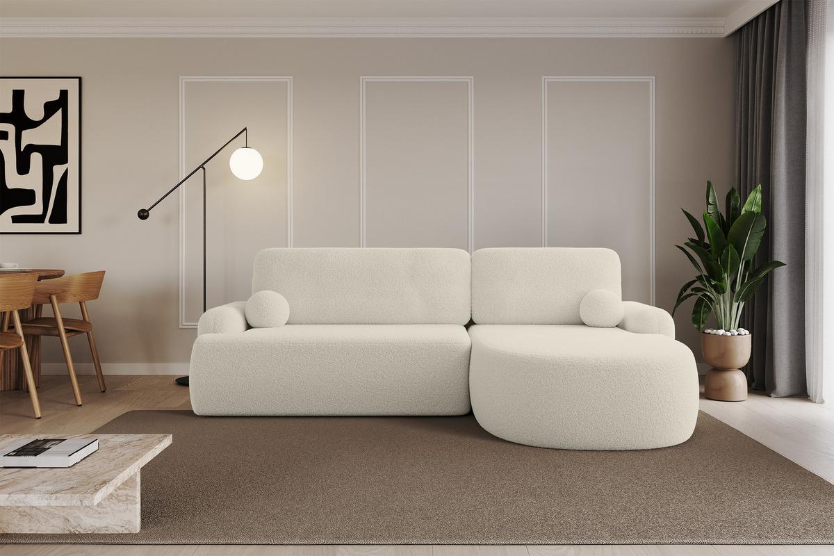 ECKSOFA mit Schlaffunktion und Bettkasten LIRA-L - 264x172x89 Beige - Beige, Holzwerkstoff/Textil (172/264cm) - ALTDECOR